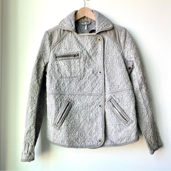 Free  People Chambray Moto Jacket Blue Denim Size Small - Picture 5 of 10